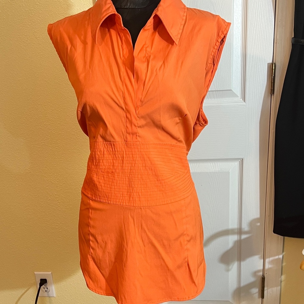 Vibrant Orange Cap Sleeve Blouse